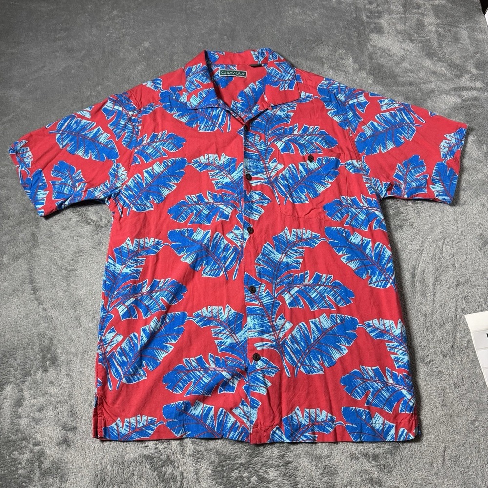 Cubavera Shirt Small Rayon Embroidered Pockets Loop Collar Hawaiian Aloha Men